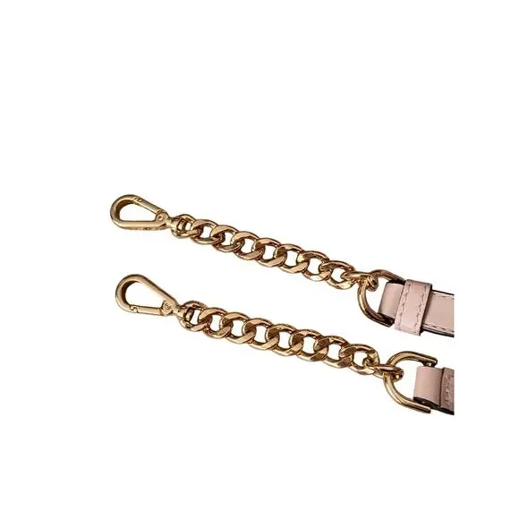 Michael Kors Pink Beige Leather Crossbody Strap Gold Hardware Adjustable - Picture 3 of 10